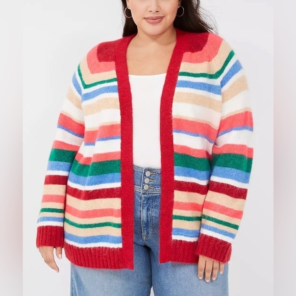 Lane Bryant Sweaters - Lane Bryant Open Front Striped Cardigan 22/24